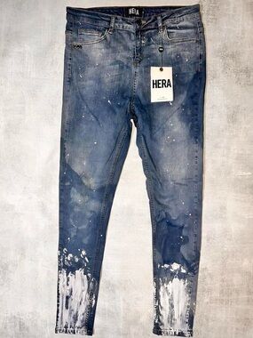 Hera London NWT New With Tags  blue jeans with paint splatter design size